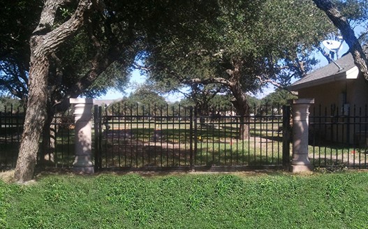 Outdoor ornamental iron fence